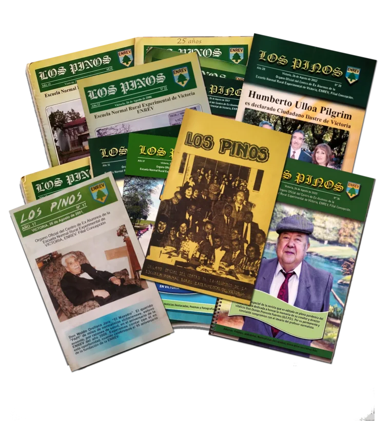 Portadas de distintas ediciones históricas de la revista Los Pinos
